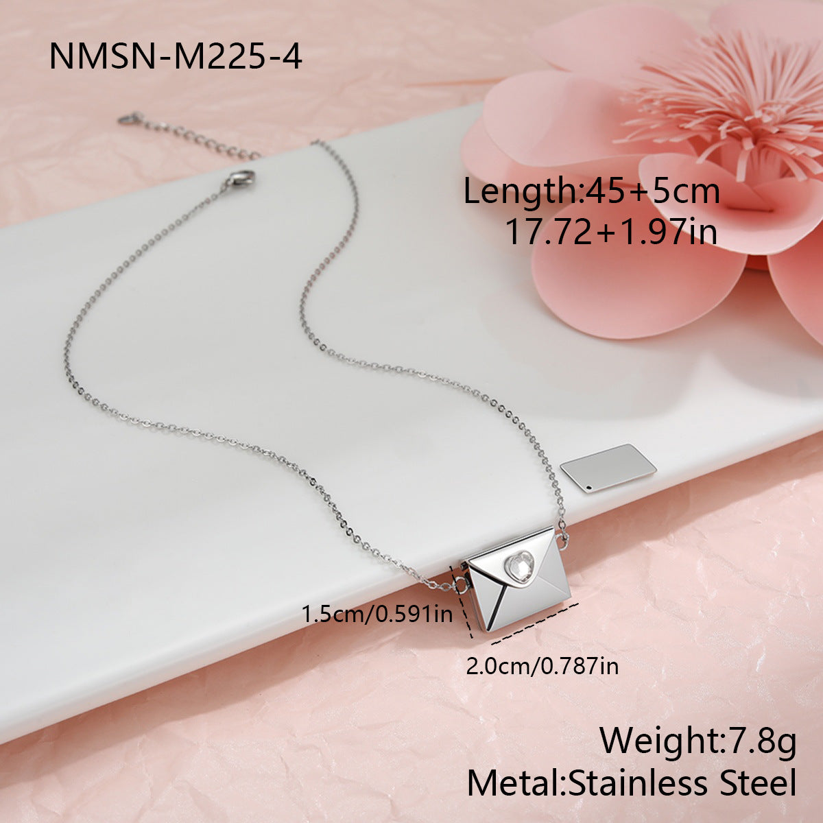 18K Gold Heart Envelope Necklace