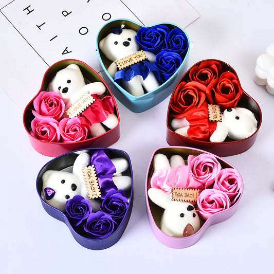 Heart Shaped Soap Flower Gift Set