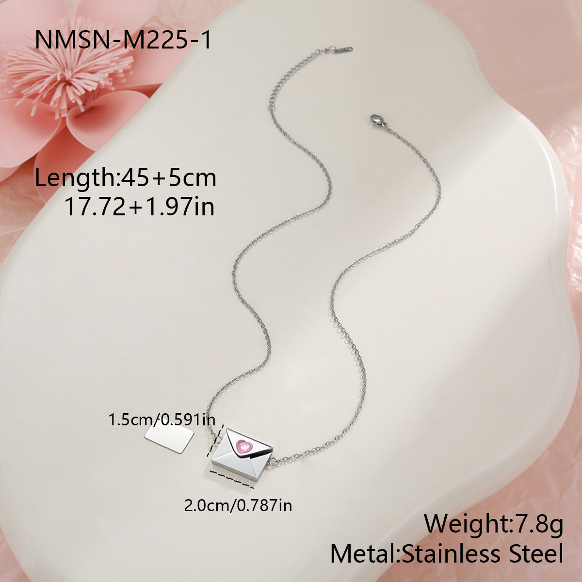 18K Gold Heart Envelope Necklace