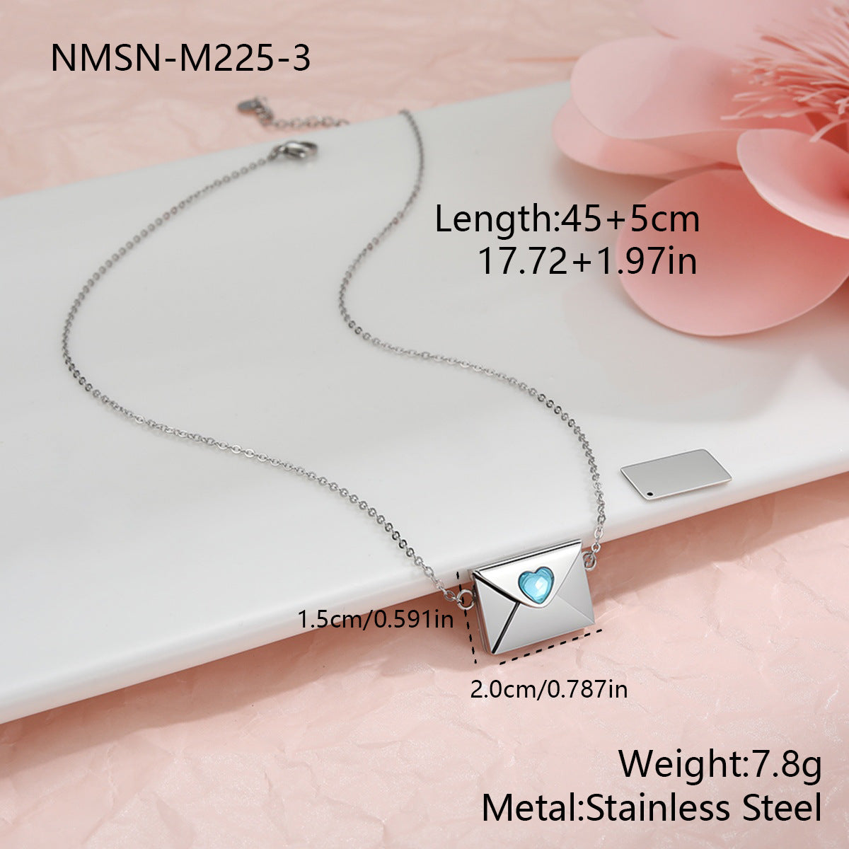18K Gold Heart Envelope Necklace