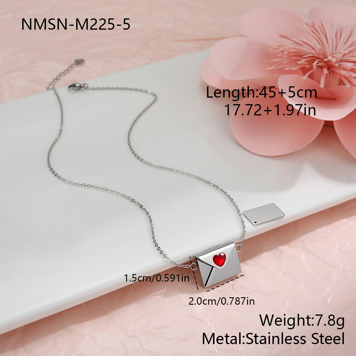 18K Gold Heart Envelope Necklace