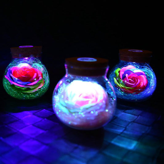Hand Blown Wishing Bottle with Eternal Rose