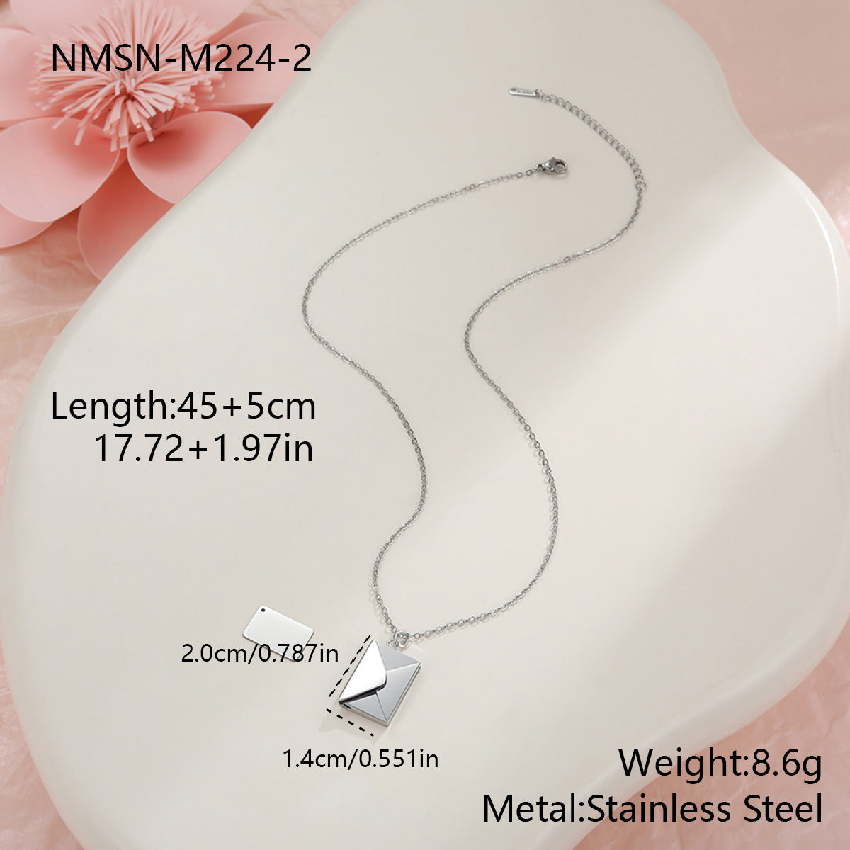 18K Gold Heart Envelope Necklace
