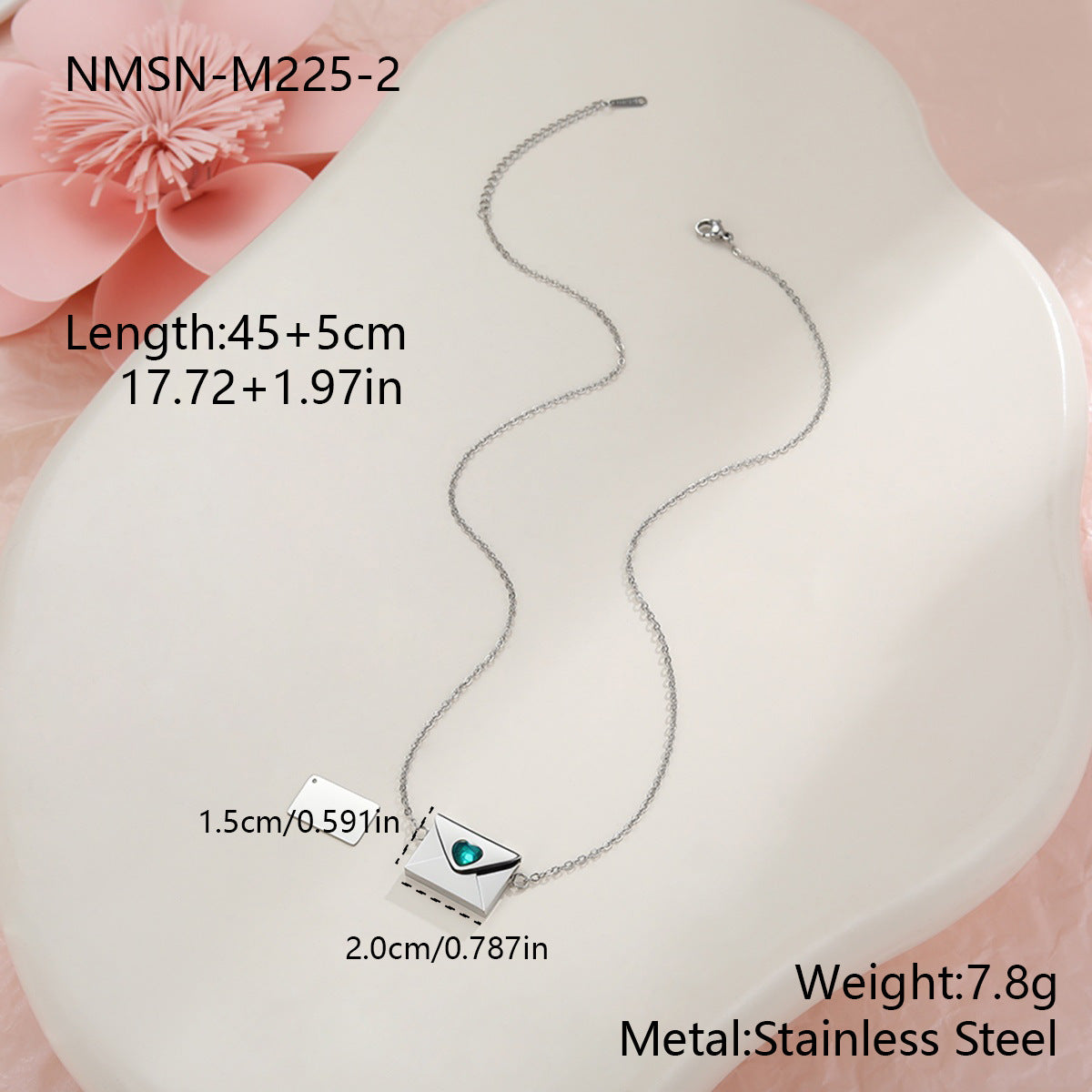 18K Gold Heart Envelope Necklace