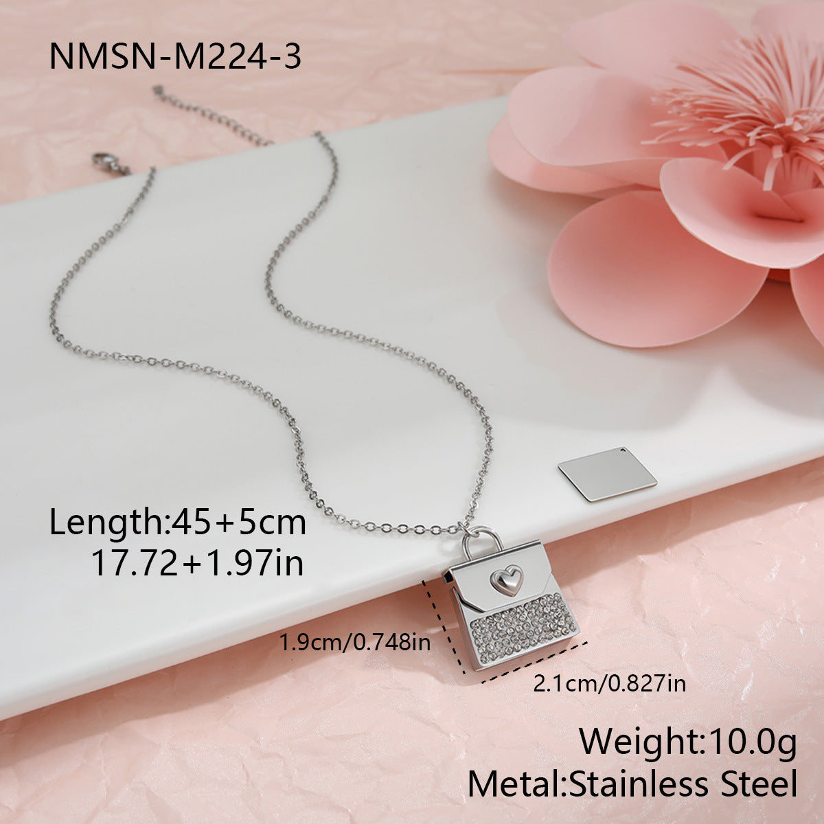 18K Gold Heart Envelope Necklace